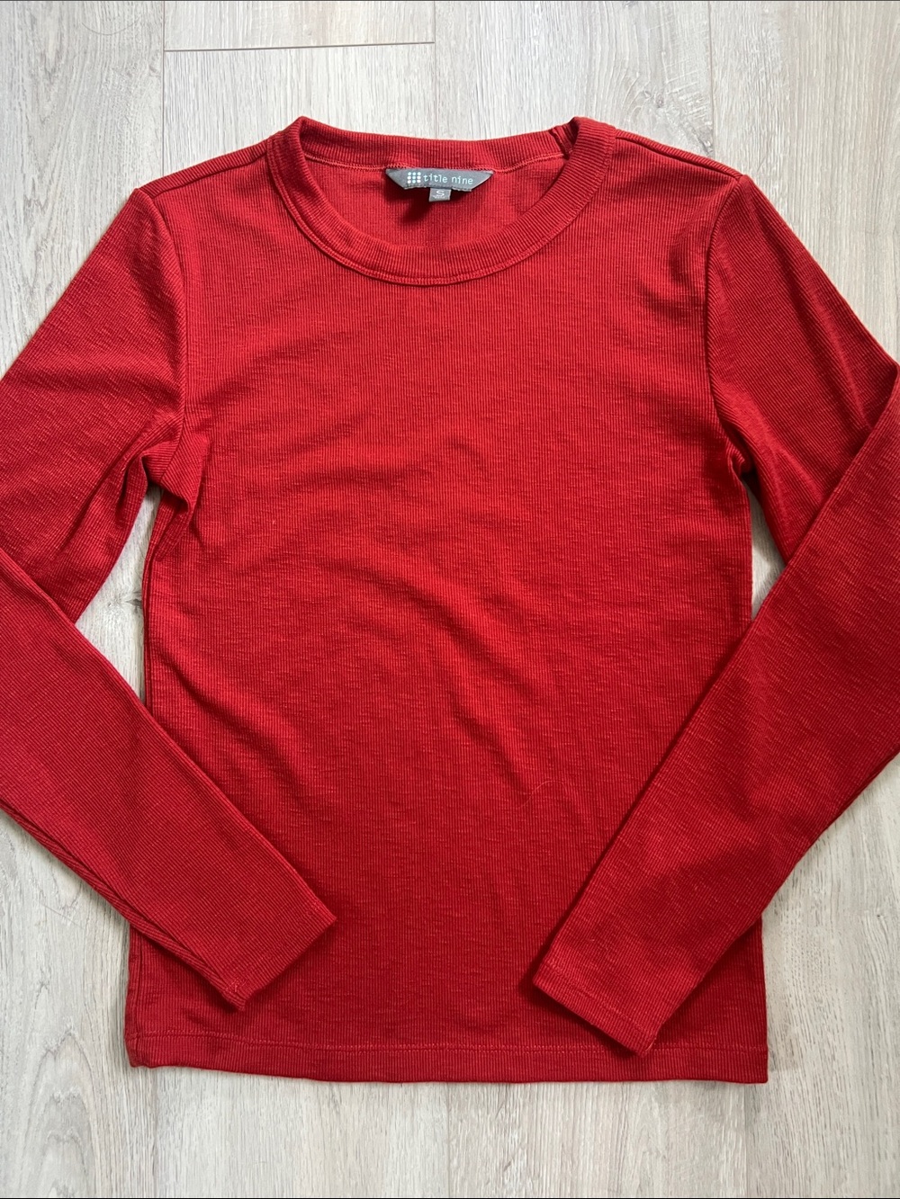 Title Nine Dark Orange Ribbed Basic Long Sleeve Top Size Small